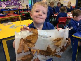 We made some beautiful art work from the natural materials we found.