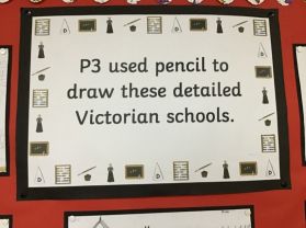 Pencil drawings of a school long ago
