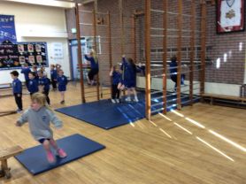 P1 loved playing on the Apparatus during PE on Thursday.