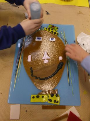 P4M and St Mary's pupils made glass tiles.